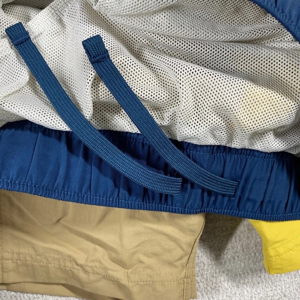 The North Face Class V Belted Shorts Men Large Yellow Tan Colorblock Mesh Liner